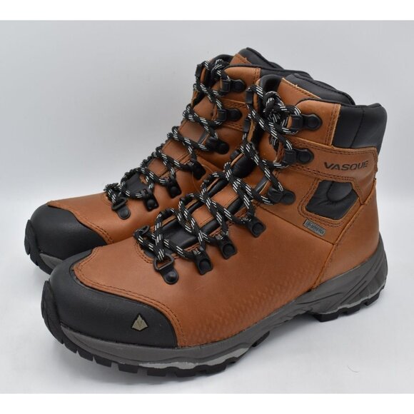 Vasque Womens 10 St. Elias FG GTX Gore-Tex Cognac Leather WP Hiking Boots - Picture 2 of 15